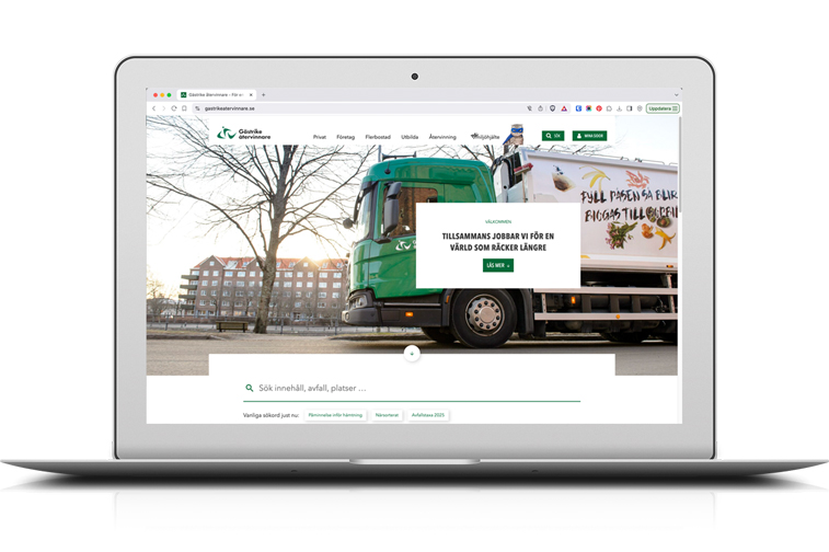 Gästrike återvinnares nya webbplats.