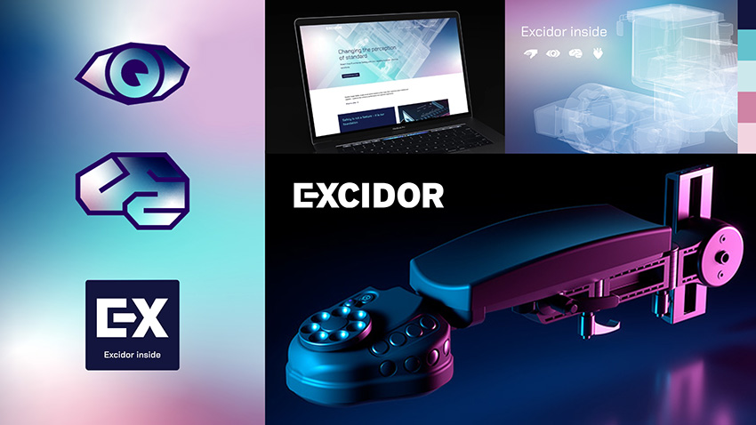Delar ur Excidors nya visuella identitet